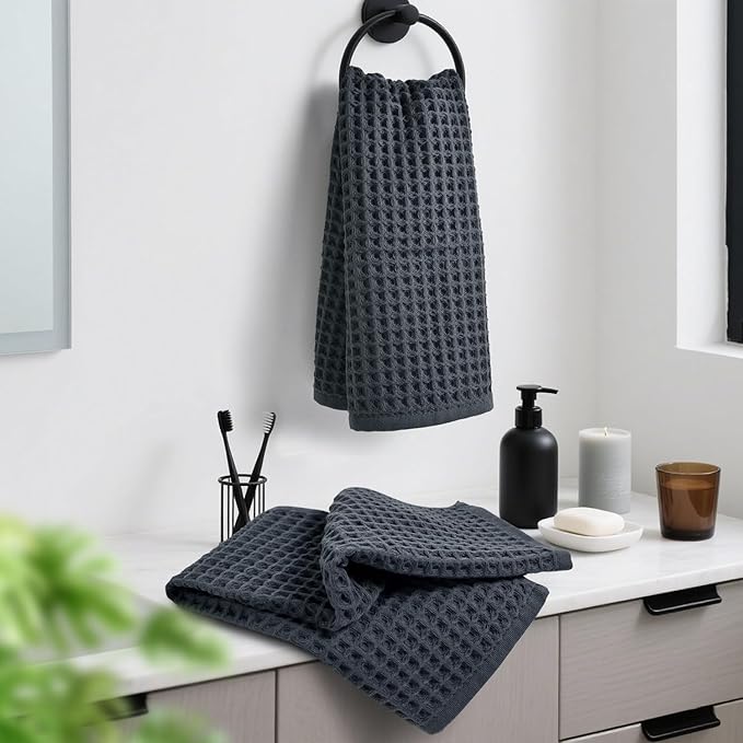 Jacquotha Waffle Hand Towels for Bathroom 2-Piece – Cotton Quick Dry Lint Free - Image 5