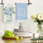 Artoid Mode Blue Hydrangea Motto Spring Kitchen Towels Dish Towels, 18x26 Inch - Image 2