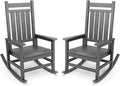 SERWALL Outdoor Rocking Chair Set of 2, HDPE Rocking Chairs for Adult, All Weather Porch Rockers for Lawn Garden, Grey by SERWALL