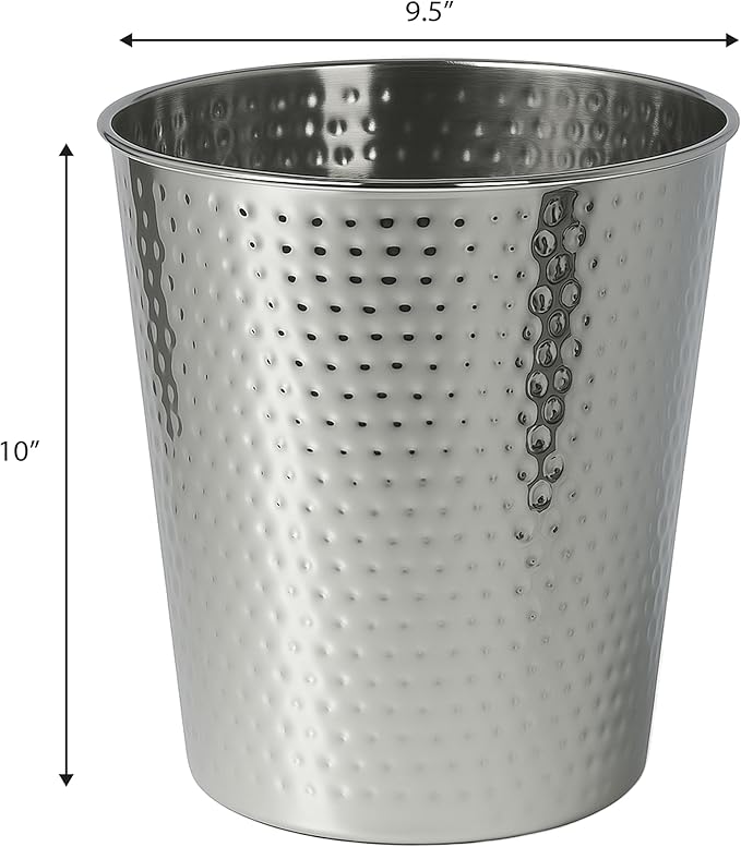 happimess HPM1110E-SET2 Axel Modern Minimalist Hammered Steel 2 Gal Waste Bin - Image 3