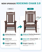 SERWALL Oversized Outdoor Rocking Chair, All-Weather Patio Rocking Chair, HDPE Porch Rocker for Adults, Coffee - Image 4