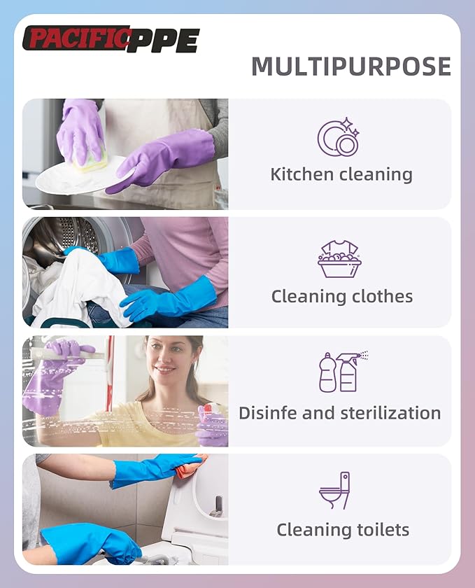 PACIFIC PPE 2 Pairs Reusable Dishwashing Cleaning Gloves - Image 5