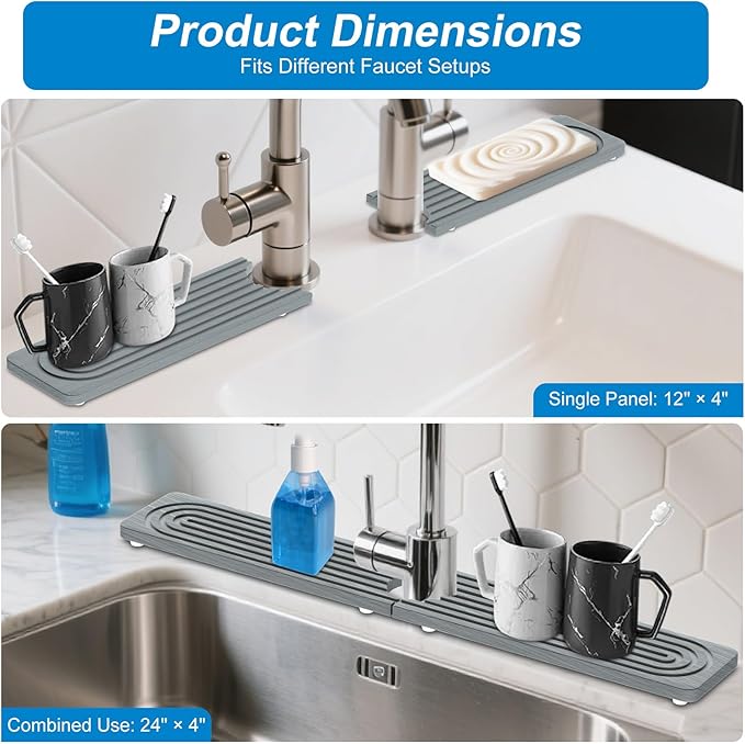 Faucet Mat for Kitchen Sink – 24"x4" Diatomite Stone Sink Splash Guard - Image 2