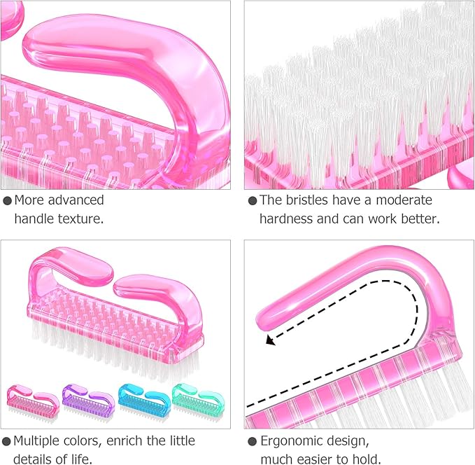 Handle Grip Nail Brush, Hand Fingernail Brush Cleaner Scrubbing Kit Pedicure - Image 5