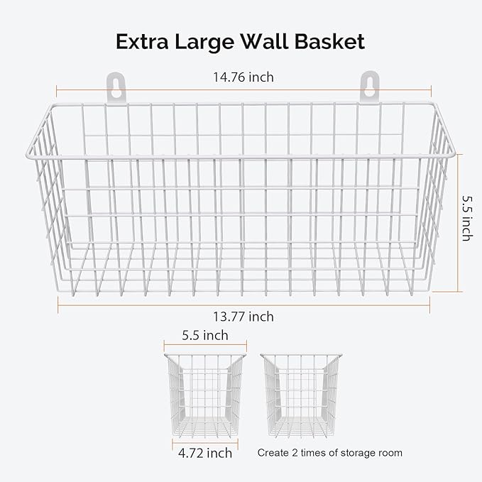 MaraFansie [Extra Large Wire Basket 2-Pack Hanging Wall Organizer Cabinet - Image 6