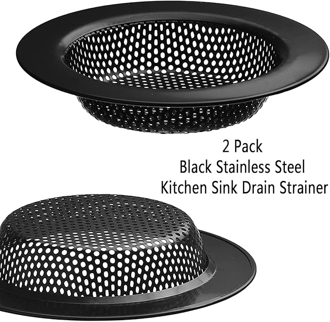 2 Pcs Black Stainless Steel Mesh Sink Drain Strainer, 4.5" Top / 3" Kitchen - Image 6