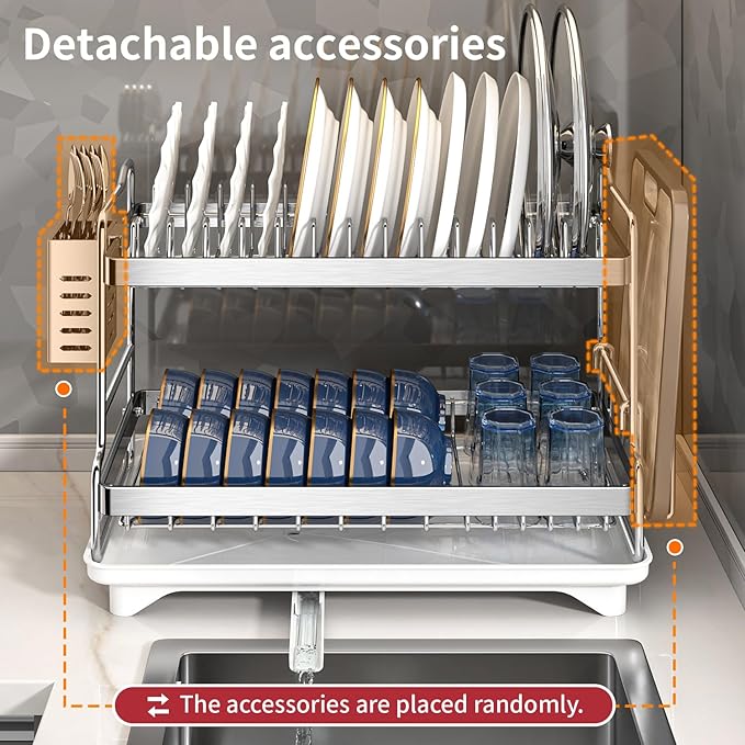 Dish Drying Rack, Double Layered countertop Kitchen Organizer - Image 7