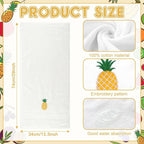 2 Pcs Pineapple Hand Towels White-Yellow Bathroom Decor 14x29 Inch Embroidered - Image 3