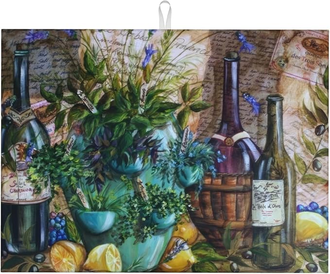 Retro Colorful Wine Flower Dish Drying Mats by Unknown