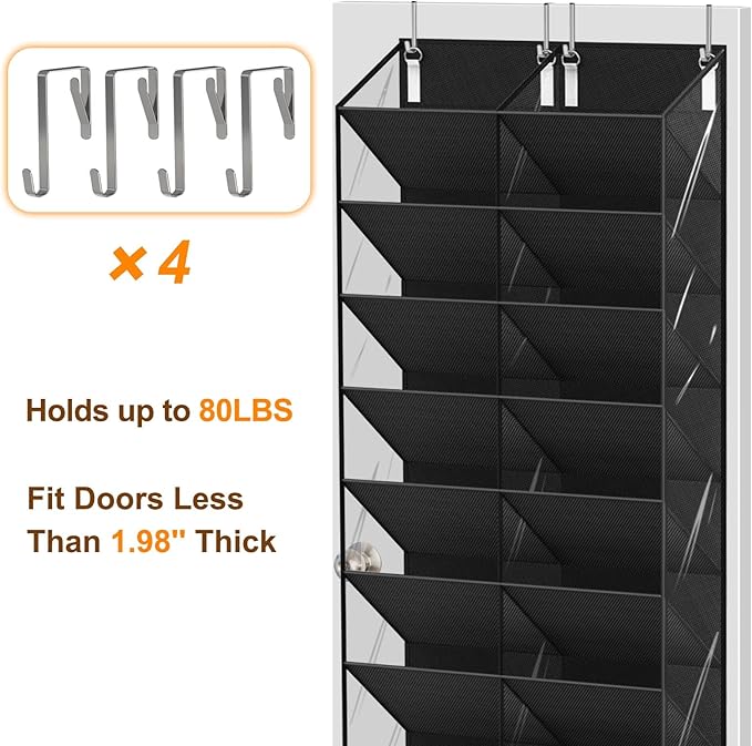 20-30 Pairs Over the Door Shoe Organizer, 10-Tier Door Shoes Rack, Handing - Image 8