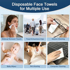 GLIMGLINT Face Towels, Biodegradable Makeup Remover Dry Wipes, Super Soft Clean - Image 6