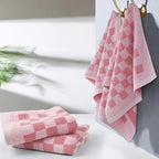 Jacquotha Soft Cotton Hand Towels in Pink Checkered - Image 7