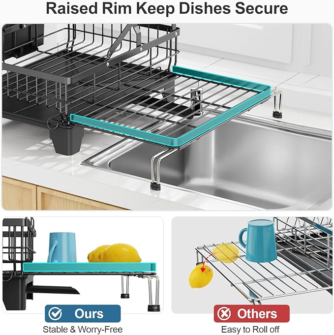 GSlife Large Dish Drying Rack 2 Tier, Expandable Kitchen Dish Drainer - Image 8