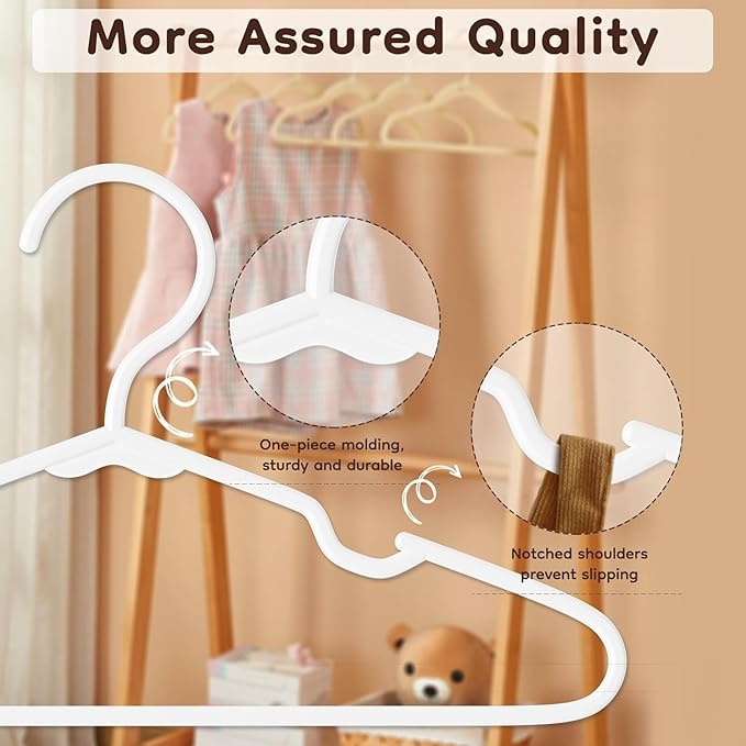 VTRIN Baby Hangers 100 Pack Large Capacity Hard Plastic Kids Hangers Suitable - Image 4