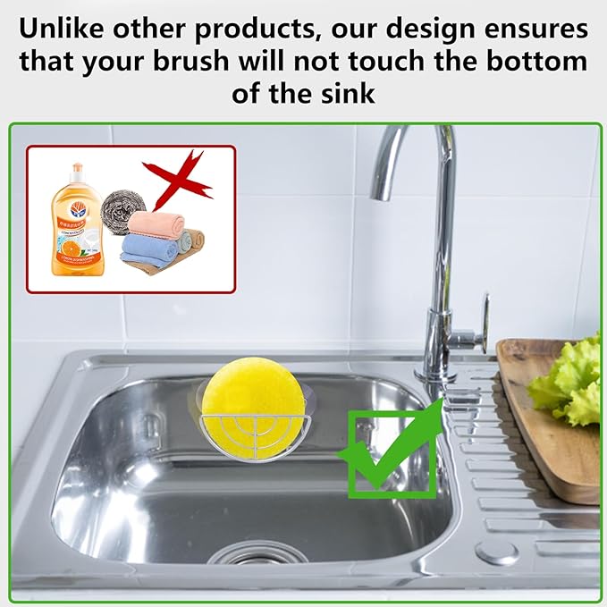 YeeBeny Kitchen Sink Suction Holder, Suction Cup Sponge Holder, Sponge Caddy - Image 4