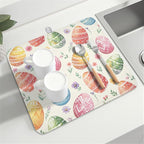 Easter Dish Drying Mat for Kitchen Counter Colorful Easter Eggs Floral Pattern - Image 8