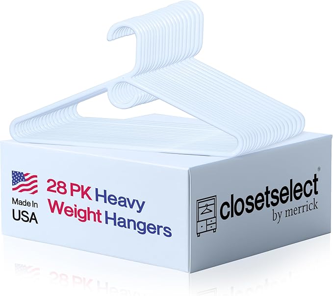 Ultra Heavy Duty Plastic Hangers, Made in USA, 28 Pack by closetselect
