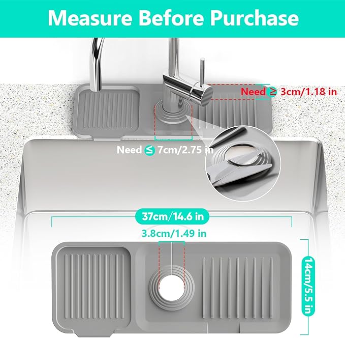14.6'' Faucet Mat for Kitchen Sink Kitchen Sink Splash Guard Silicone Kitchen - Image 2