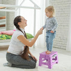 Delxo 9 inch Folding Step Stool, Non-Slip Foldable Small Stools Up to 300 LBS, Kids Step Stool with Handle Lightweight for Kitchen, Bathroom, Bedroom, Garden, Light Purple, 1PC - Image 8