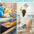 6 Pack Swedish Dishcloths for Kitchen, Swedish Rags Absorbent Retro Bird Dish - Image 6