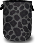 Grey Black Leopard Print Laundry Basket, Foldable Animal Leopard Laundry Hamper by Unknown