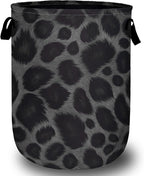 Grey Black Leopard Print Laundry Basket, Foldable Animal Leopard Laundry Hamper by Unknown