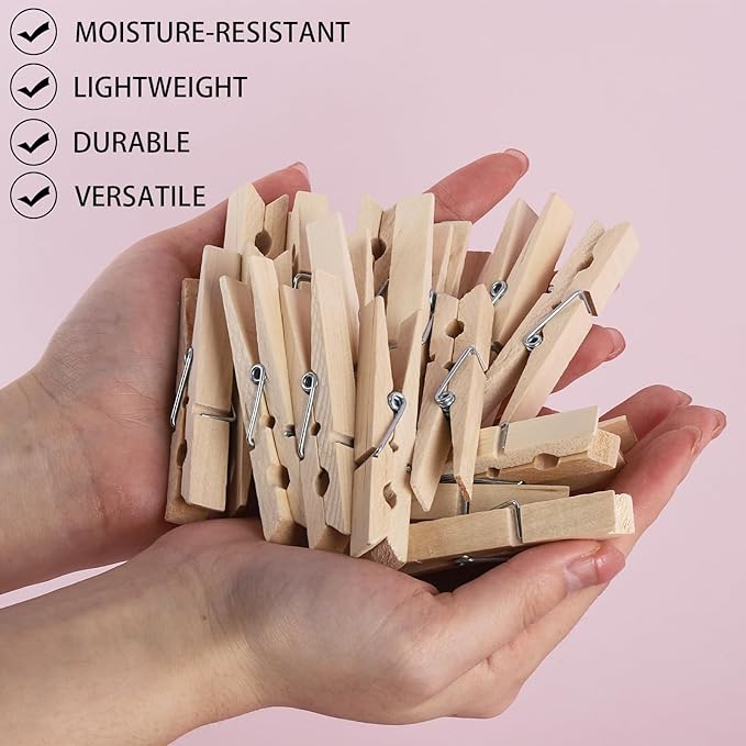 50Pcs Wooden Clothespins, 2.9 inch Clothes Pins - Image 6