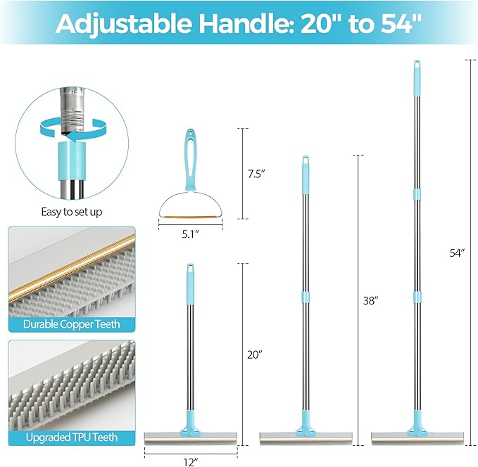 Carpet Rake for Pet Hair Removal, 2026 Upgraded Reusable Pet Hair Remover Broom - Image 5