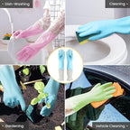 KAQ Dishwashing Cleaning Gloves 3 Pairs-Reusable Cotton Liner Rubber Gloves - Image 5