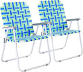 VINGLI Oversize Patio Lawn Webbed Folding Chairs Set of 2, Outdoor Beach Chair Portable Dining Chair for Outdoor Yard, Garden (Blue, Oversized) by VINGLI