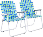 VINGLI Oversize Patio Lawn Webbed Folding Chairs Set of 2, Outdoor Beach Chair Portable Dining Chair for Outdoor Yard, Garden (Blue, Oversized) by VINGLI