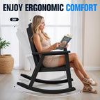 Devoko PP Material Rocking Chair Outdoor Indoor All Weather High Back Patio Rocker for Adult Heavy Duty Rocking Chair for Patio Backyard Porch Garden (Heavy Duty, Black) - Image 6