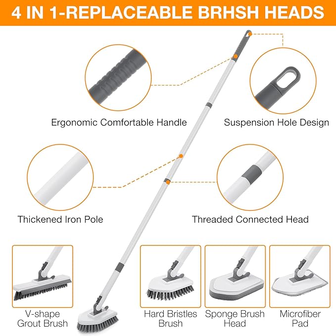4 in 1 Shower Scrubber Cleaning Brush, Tub and Tile Scrubber - Image 2