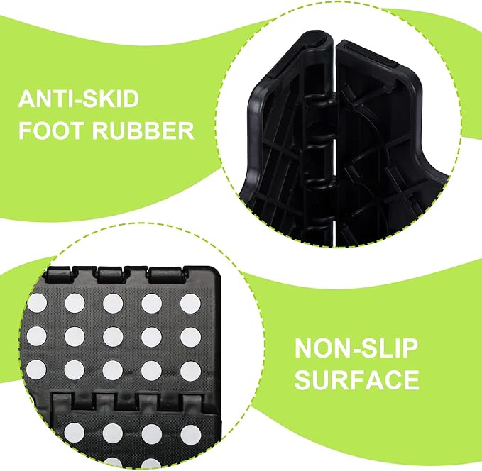 Delxo Folding Step Stool for Kids and Adults,15-Inch Extra Wide 9 Inch Height Heavy Duty Stepping Stool More Safe and Comfortable Non Slip Foldable Step Stool Black - Image 6