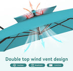 10 X 13 FT Cantilever Outdoor Patio Umbrella with Base Included Large Heavy Duty 360° Rotation Double Top Offset Rectangular Umbrellas with Led Lights for Backyard Outside Deck, Turquoise - Image 7