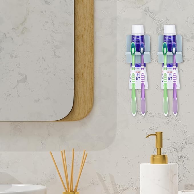 2 PCS Self-Adhesive Toothbrush Holders Wall Mounted, Water Proof Toothbrush Hook - Image 6