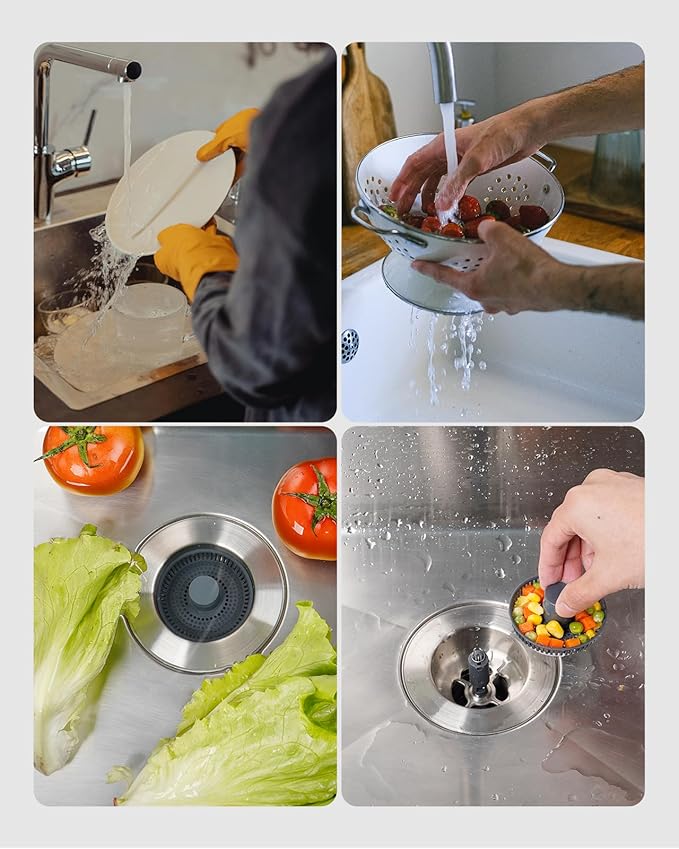 Hibbent Upgraded 3 in 1 Kitchen Sink Drain Strainer and Stopper Combo, - Image 8