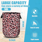Pink Leopard Laundry Basket, Laundry Hamper Collapsible Oxford Cloth - Image 2