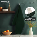 Encasa XO Kitchen Dish Towels Set | Dark Green | Waffle Weave and Flat Hand Tea - Image 6