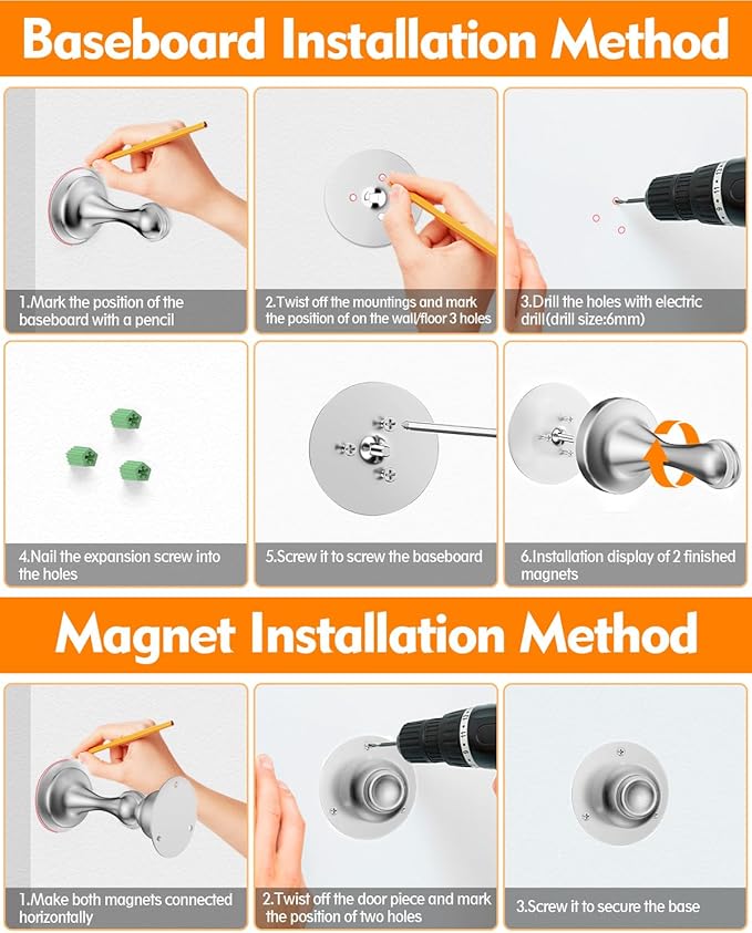 Door Stoppers Magnetic Door Catch, Stainless Steel Magnetic Door Stop 2 Pack - Image 7