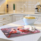 Dish Drying Mat Kitchen Counter Absorbent Red Cardinals Coffee Sink Mat Dish - Image 6