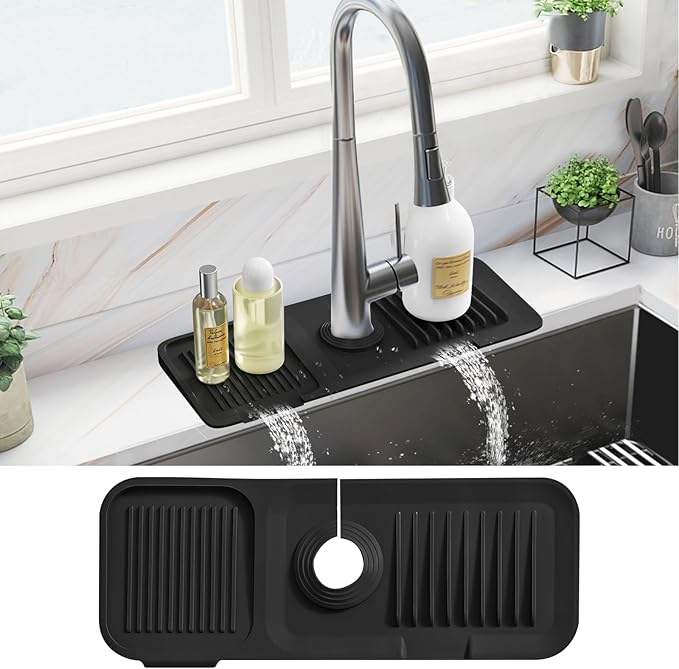PoYang 14.6 Inch Faucet Mat for Kitchen Sink Splash Guard Behind Faucet by PoYang