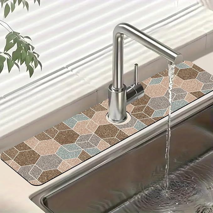 Geometry Blocks Sink Faucet Absorbing Mat Glitter Geometry Super Absorbent Fast by Unknown