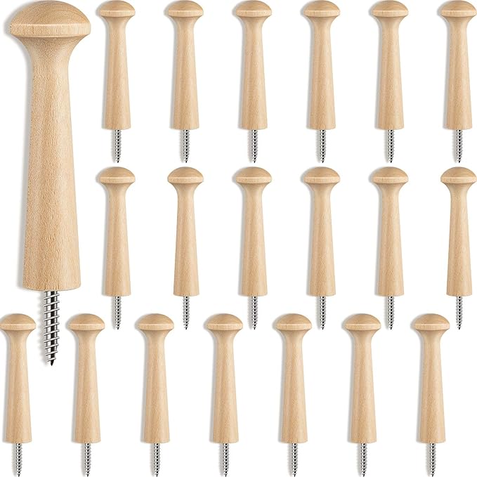 20 Pieces Wooden Shaker Peg Screw-on Pegs 3.62 Inch Long Unfinished Wood Shaker by Jetec