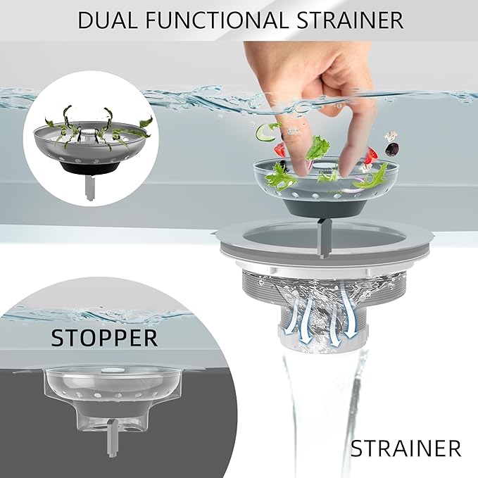 Kitchen Sink Strainer 2 Pack Drain Stopper Combo Basket Replacement - Image 8