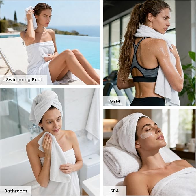 SEMAXE White Bath Towel Set, 100% Cotton Bathroom Towels - Image 5