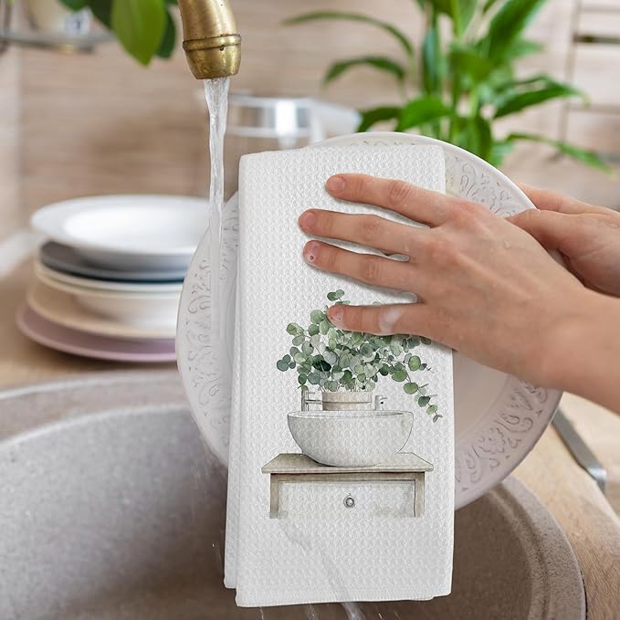 Sage Green Eucalyptus Hand Towels - Image 4