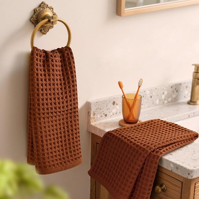Jacquotha Waffle Hand Towels for Bathroom Kitchen Decor 2-Piece – Cotton Quick - Image 3