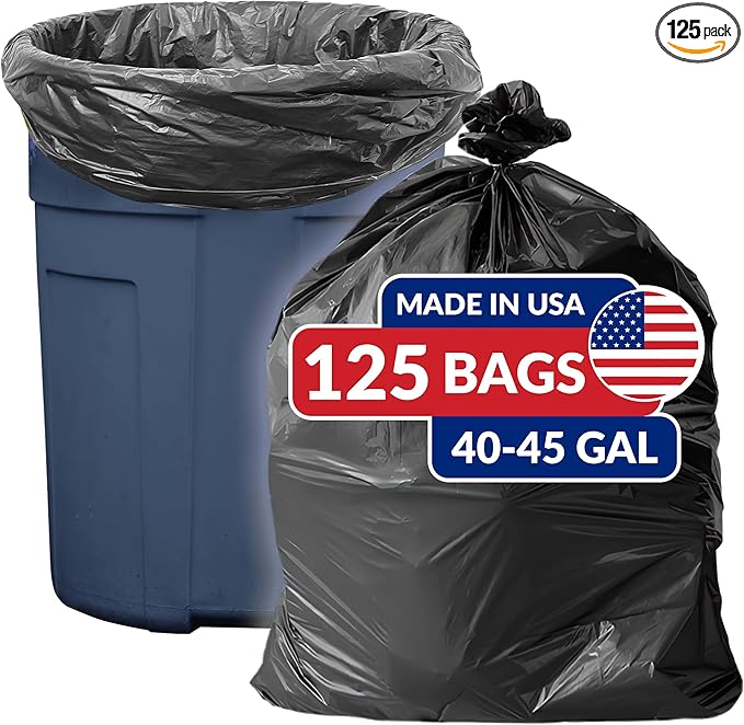 Reli. SuperValue 40-45 Gallon Trash Bags | 125 Count | Made in USA | Heavy Duty by Reli