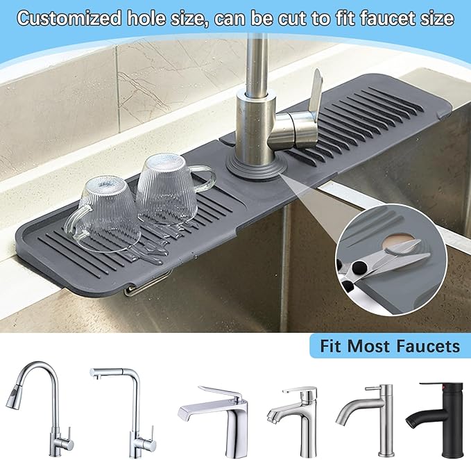5° Slope Kitchen Sink Faucet Mat, Kitchen Sink Splash Guard, Silicone Material - Image 4